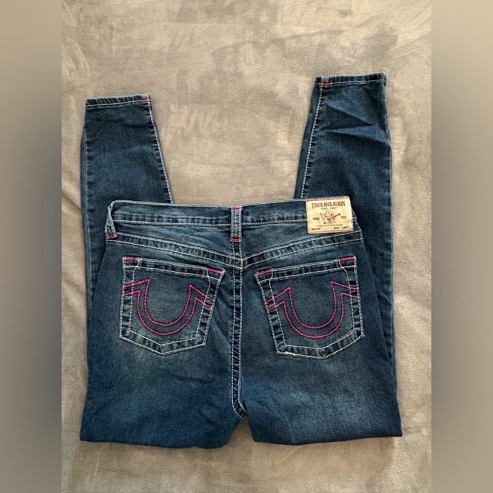 True Religion Women's Denim Jeans with Pink Accents